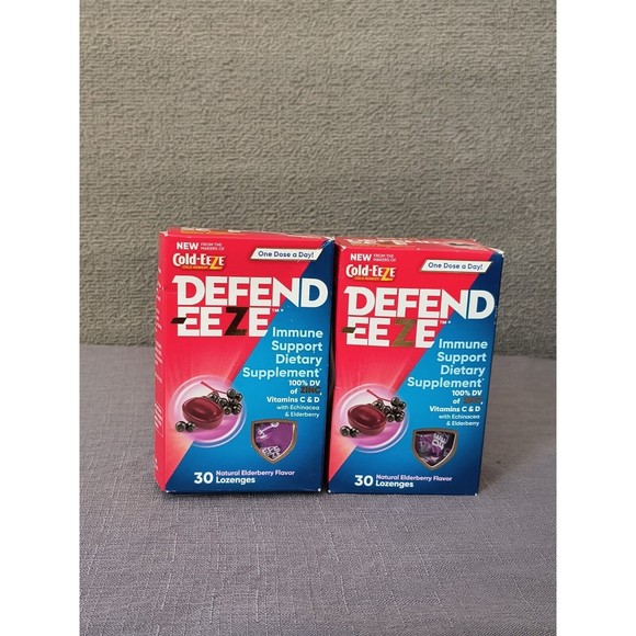 Cold-EEZE Other - 2 Pack Cold-EEZE Defend-EEZE Immune Support 30 Elderberry Flavor Lozenges no Exp